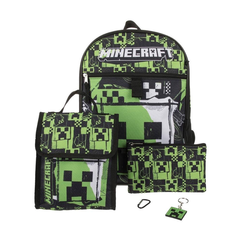 Minecraft Boys Backpack with Lunch‎ Bag 5 Piece Set 16 Inch